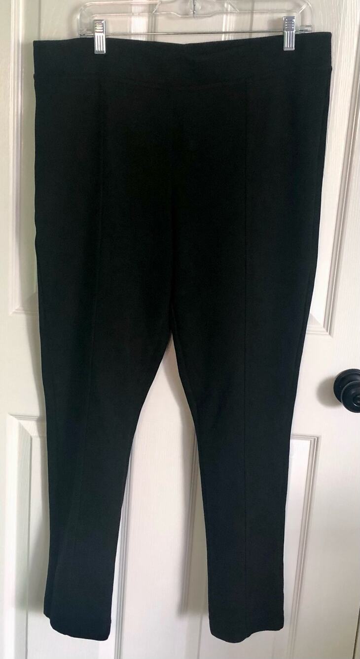 Andrew Marc Black Faux Suede Pull-On Stretchy Pants High Rise Work Travel -XL